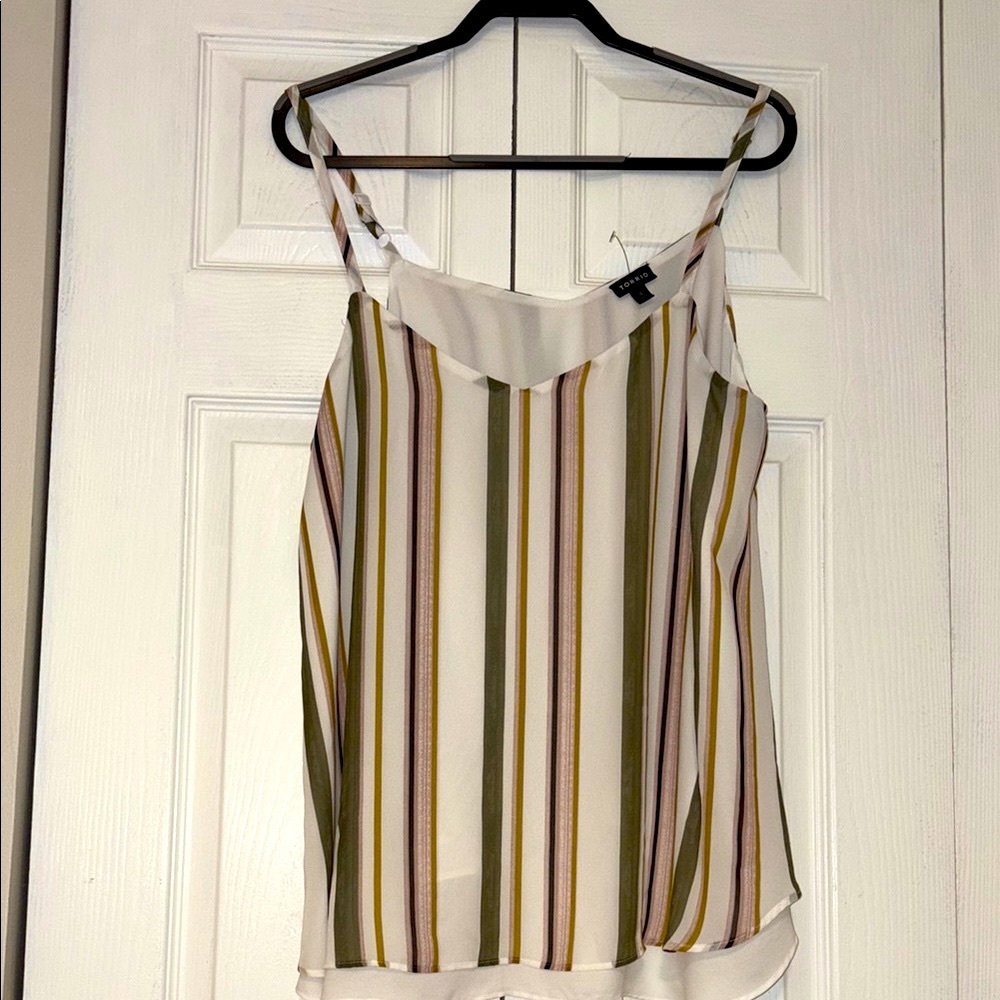 Torrid Cream and Brown Asymmetrical Camisole. Size large. New without tags.